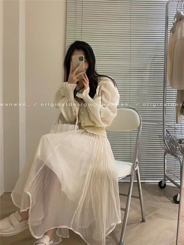 New year in early spring! [wanwan] Korean high waist solid A-line skirt s1102\hbx