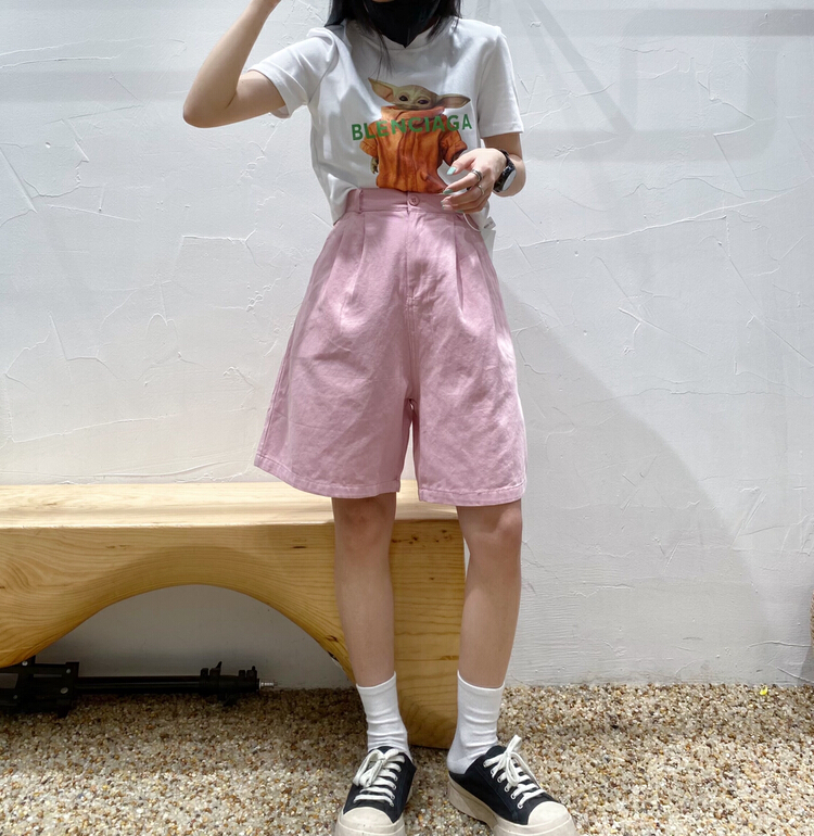 [ycnana] Korean high waist large five point casual shorts 98169\lsw