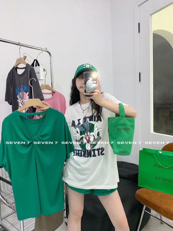 [seven 7] cartoon print Pullover short sleeve T-shirt 8228\wtt