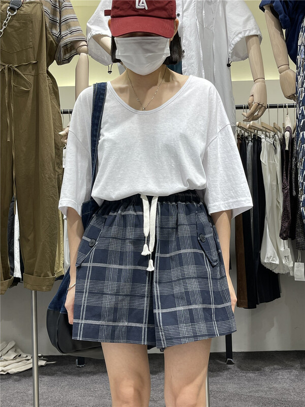 [original by hnhl] drawstring Plaid fashion casual shorts 0005\l