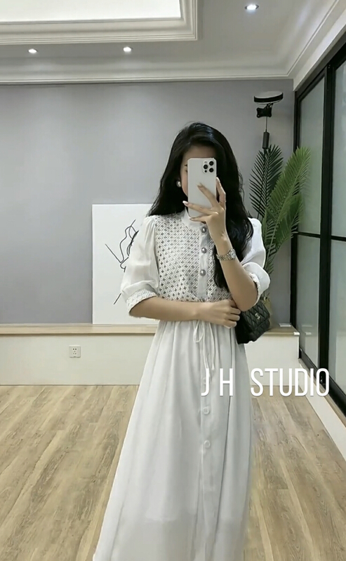 In early summer! [JH] net red small fragrance fake two lace up and breasted long dresses (only dresses) 41269\pcz
