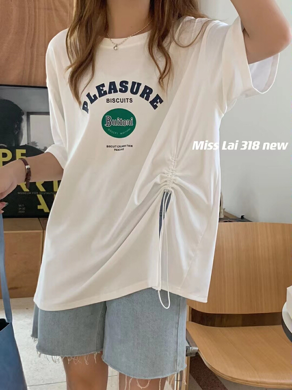 [HH &miss Lai] split print Pullover short sleeve T-shirt ys1-318\l