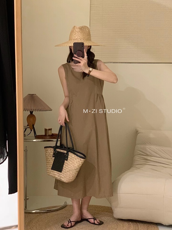 [m.zi studio] simple clean color versatile vest dress 16112\hbx