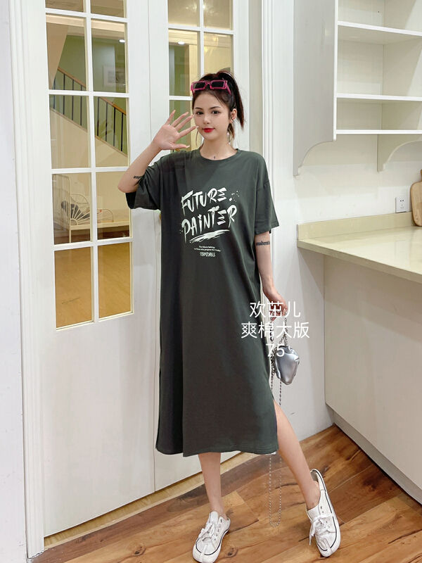 [Huan Zhuoer] personalized letter pattern loose long dress 75\ll