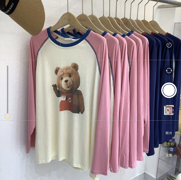 [Xiaoxiaojia] bear print round neck loose sun shirt 80676\wtt