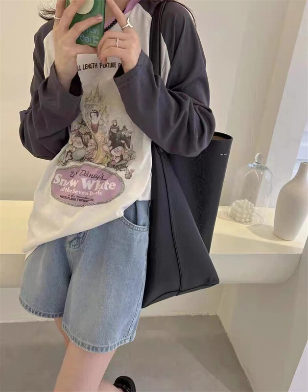 [Naikan Nik] Korean fashion letter printed long sleeve T-shirt 9726\hyy