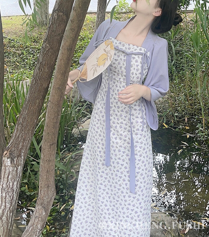 [Xinsheng] soft floral Chinese long sleeve improved national Han dress 6343\pcz