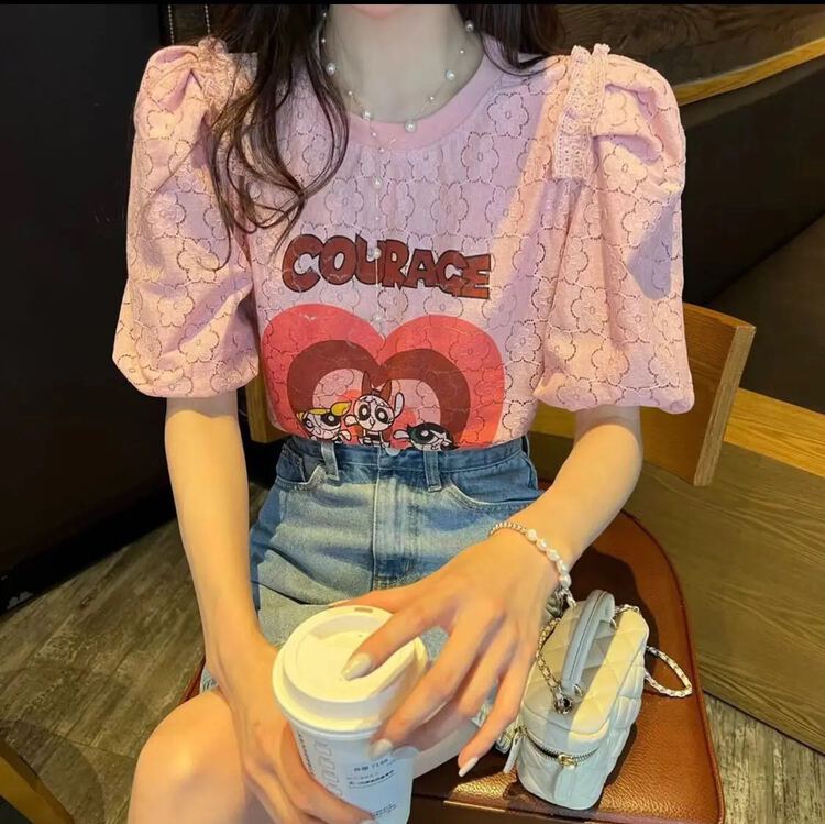 Original price 50.76! [I-D] Korean lace love shirt 6053\ll