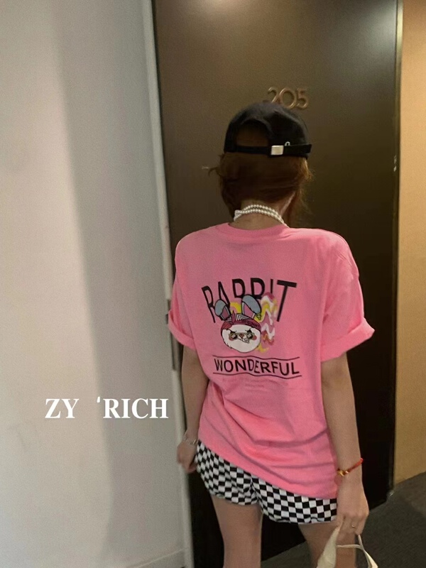 [ZY] Street trend cartoon embroidery loose short sleeve T-shirt 2087\wtt