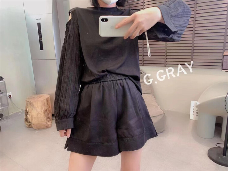 [g.gray] high waist elastic waist comfortable casual shorts (only pants) 1155-1\l