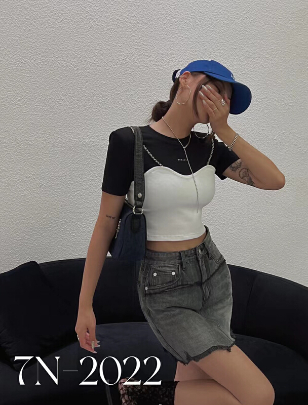 [top] Spice Girl design color blocking short sleeve T-shirt ys1-9011\zjy