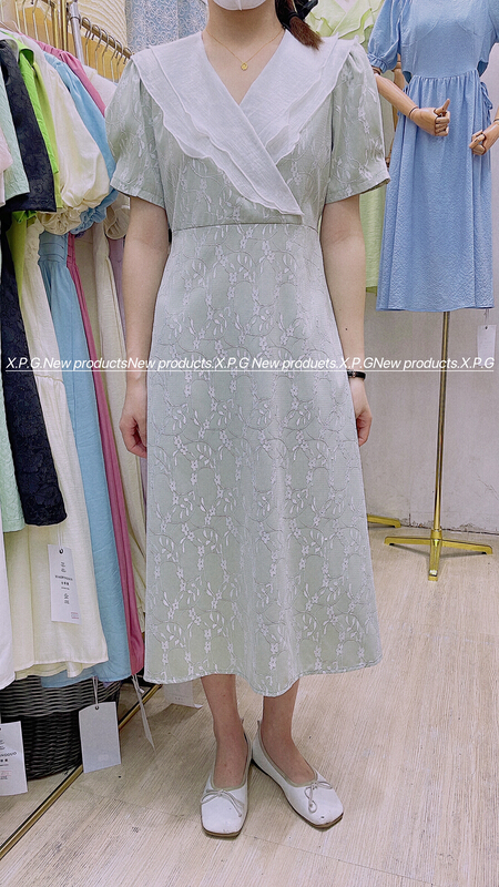 [x.p.g] Korean slim lace dress (with waist rope) 21036\hjy