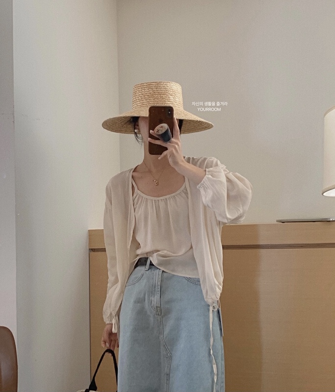 [your room] Korean net color short sunscreen shirt + suspender vest suit 860\zxx