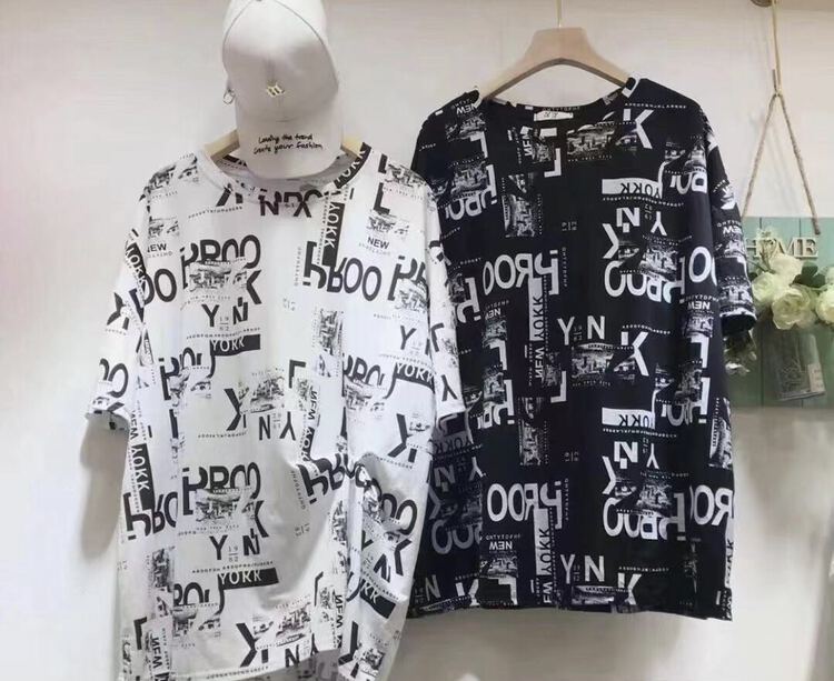 [Ziyi family] Street trend personalized printed bonded short sleeve T-shirt ys2-823\wtt