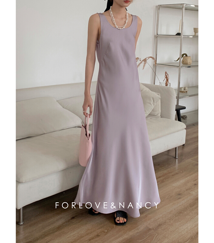 [forlove] back waist elastic rope comfortable net dress nb2lbg302\cqw
