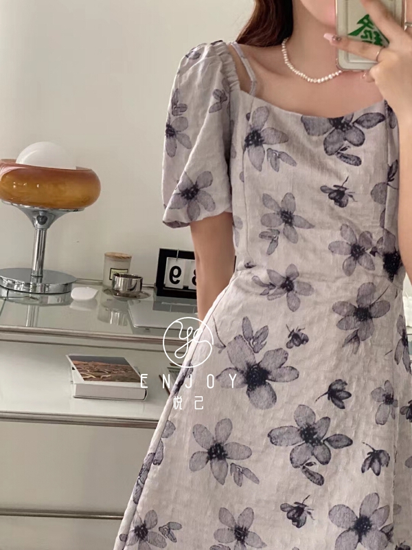 [enjoy · Yueji] square neck floral soft dress 8927\pcz