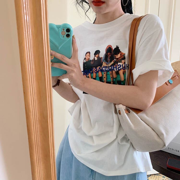 [charming] American printed versatile short sleeve T-shirt f1018\zsy