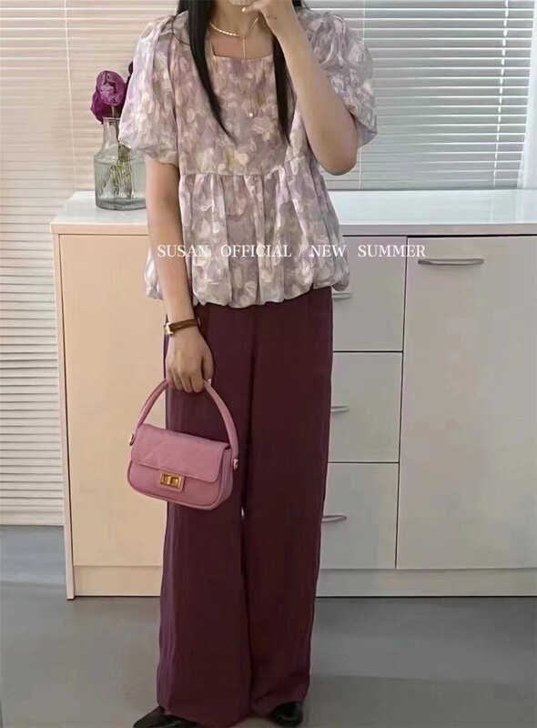[Susan] lady flower sweet pattern blouse 18593\lsw