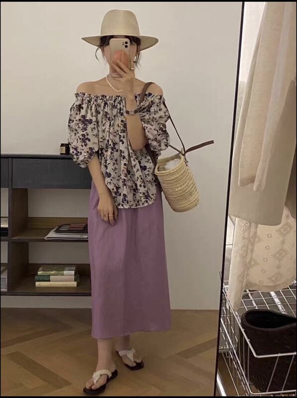 [I-D] Korean style off shoulder fashion shirt ys8227\ll