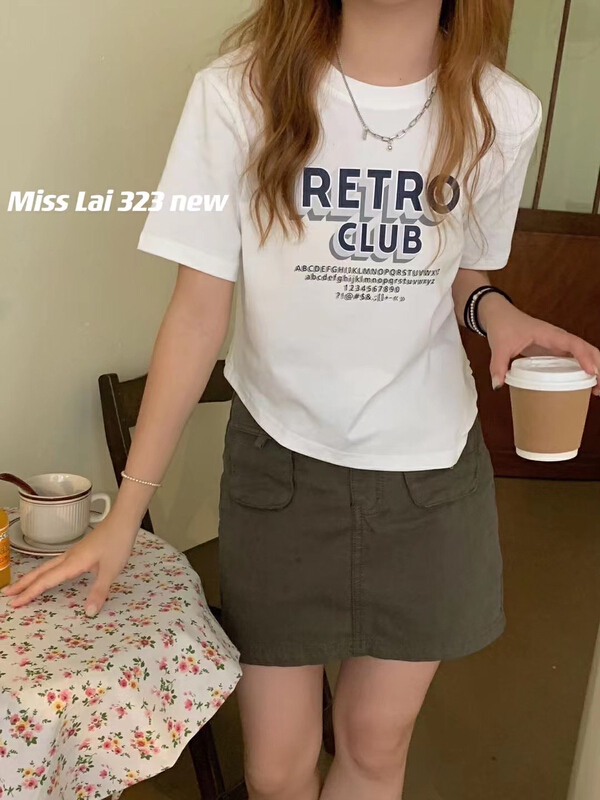 [HH &miss Lai] letter printed comfortable round neck shirt ys1-323\l