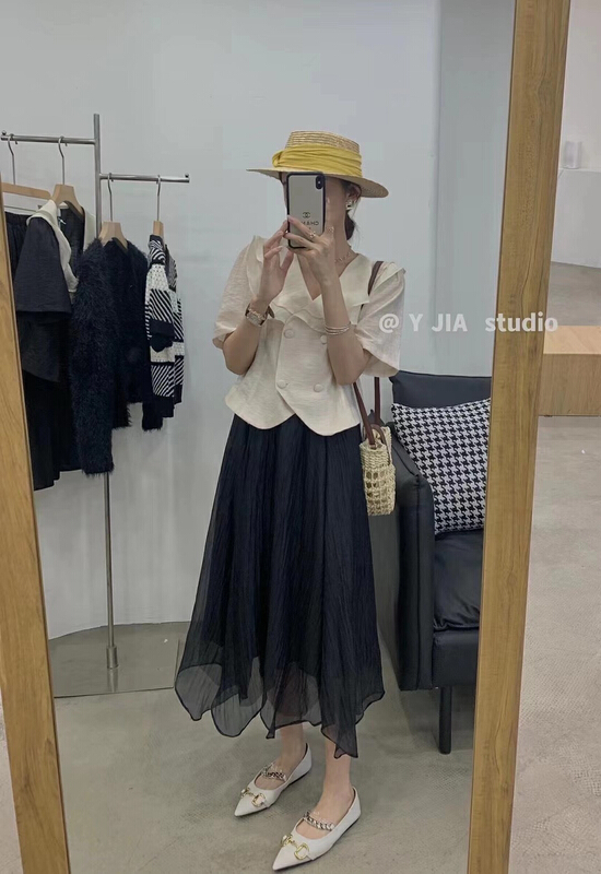 [y.jia EJA] high waist irregular hem skirt ys1-5550\pcz