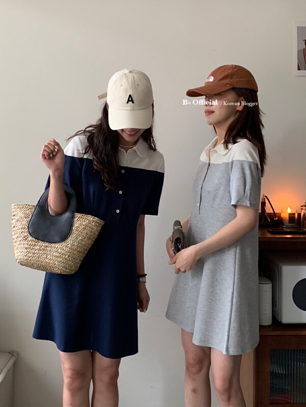 [B plus] contrast color fashion design dress 22-4006-2\hbx
