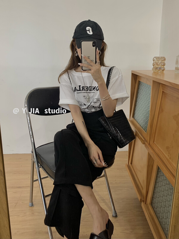 [y.jia EJA] casual cartoon short sleeve + Korean versatile Japanese chain suit 8977\pcz