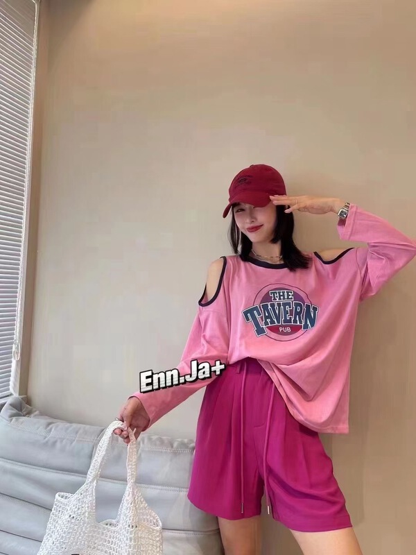 [muzijia] Korean loose and versatile letter long sleeve T-shirt 66982\xyy