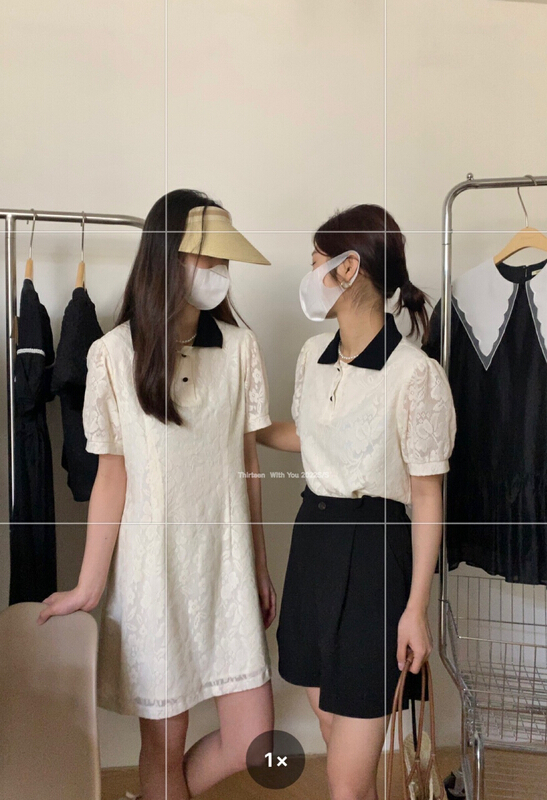 【THIRTEEN 拾叄】顯瘦淑女拼色連衣裙  2176#  XYY