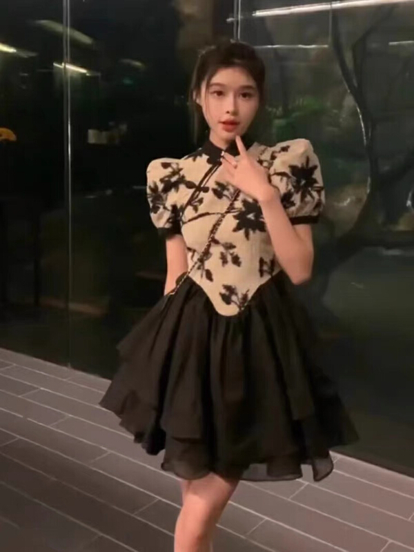 [Xinran] sweet retro improved cheongsam dress 3612\pcz