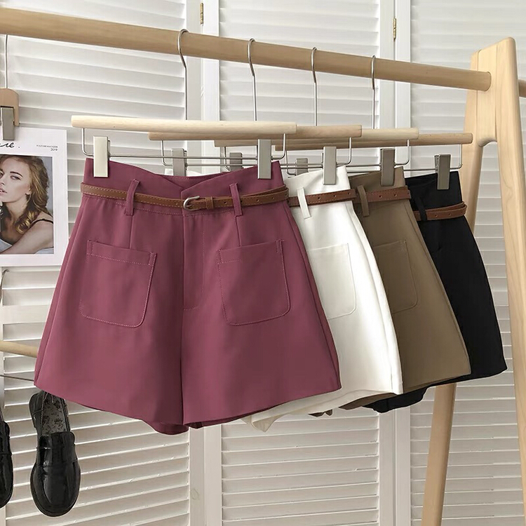 [Gangan] simple and versatile solid casual shorts (with belt) 2073\cl