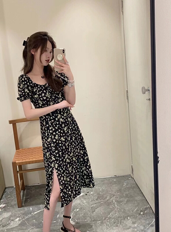 [are studio] French square neck floral dress 81277\zxx