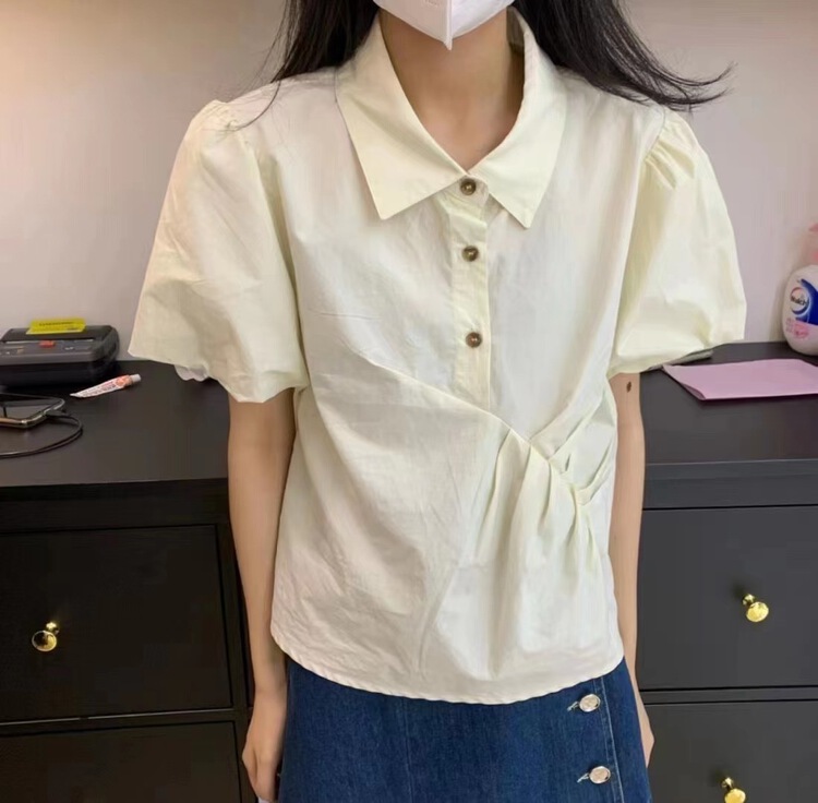 【SUYAR】時尚褶皺設計Polo領小衫  1351#  HBX