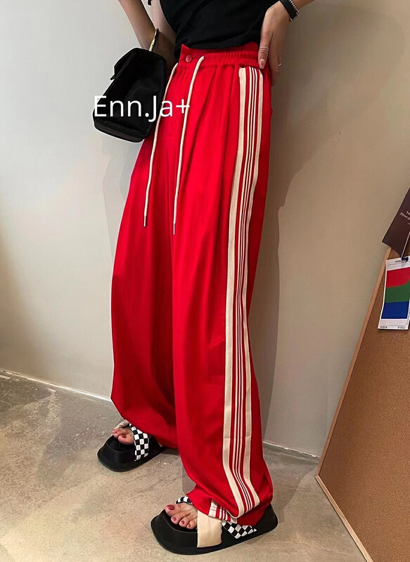 [Lala] elastic waist color blocking fashion casual pants 3032\wtt