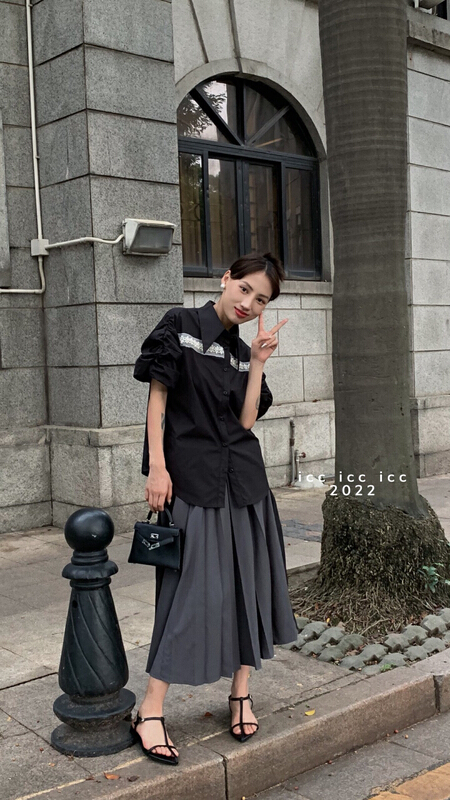 [ICC] commuter pleated suit skirt 8288\pcz