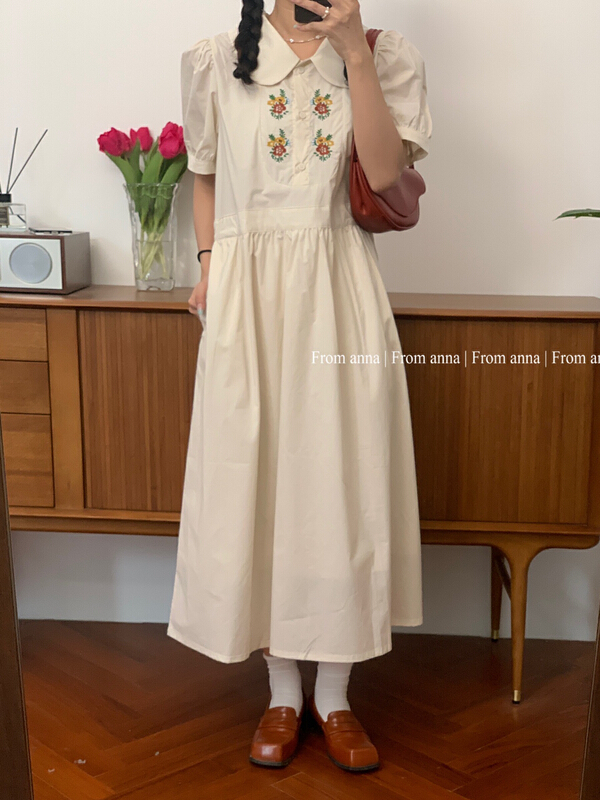 [from Anna] baby collar embroidered small fresh dress 6207\lsw
