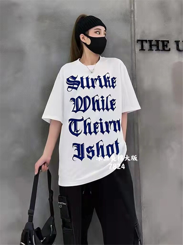 [Huan Zhuoer] large letter printed Pullover short sleeve T-shirt 7824\l