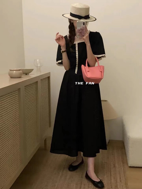 [the fan] French Square Neck Lace Dress 508102\pcz