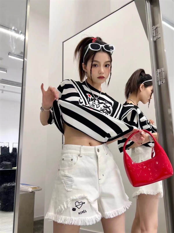 [m.zz] fashion tassel kiss embroidered casual shorts 9133\lsw