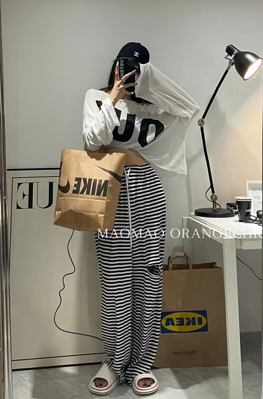 [Maomao] casual simple letter printed loose Pullover sunscreen shirt 8828\wtt