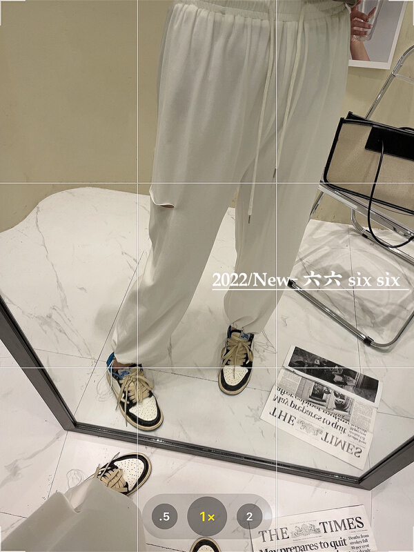[66] basic versatile solid color perforated casual pants 187\l