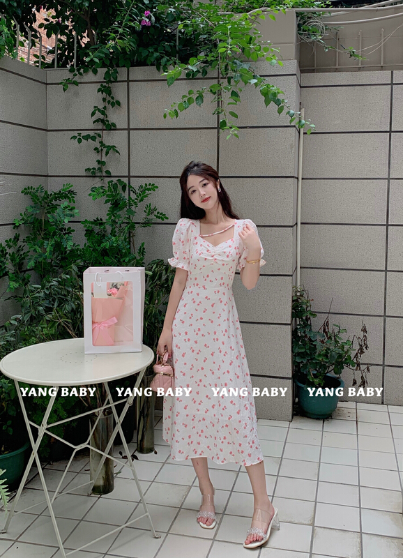 [Yang baby] collarbone band waist tuck dress 3063\cl