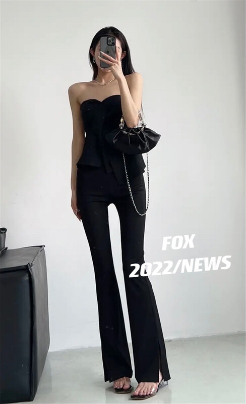 [fox] sleeveless tank top + high waist slim Pants Set 53110\wtt