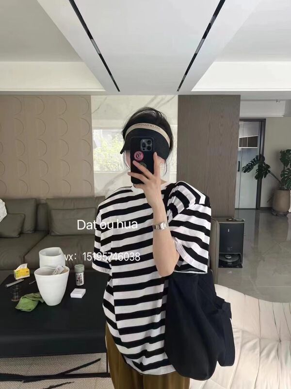 [Hello] casual loose stripe short sleeve T-shirt 9831\xyy