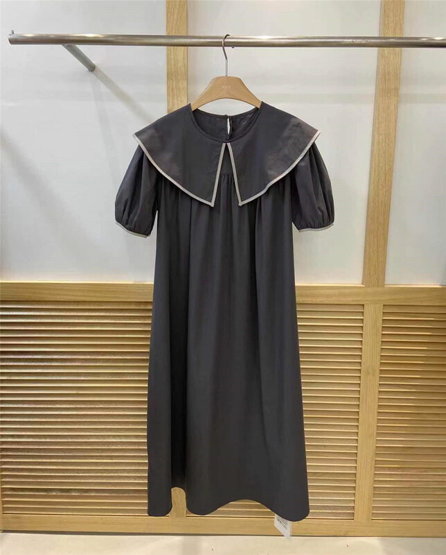 [xhm] fashion color contrast medium length dress 2082\zjy