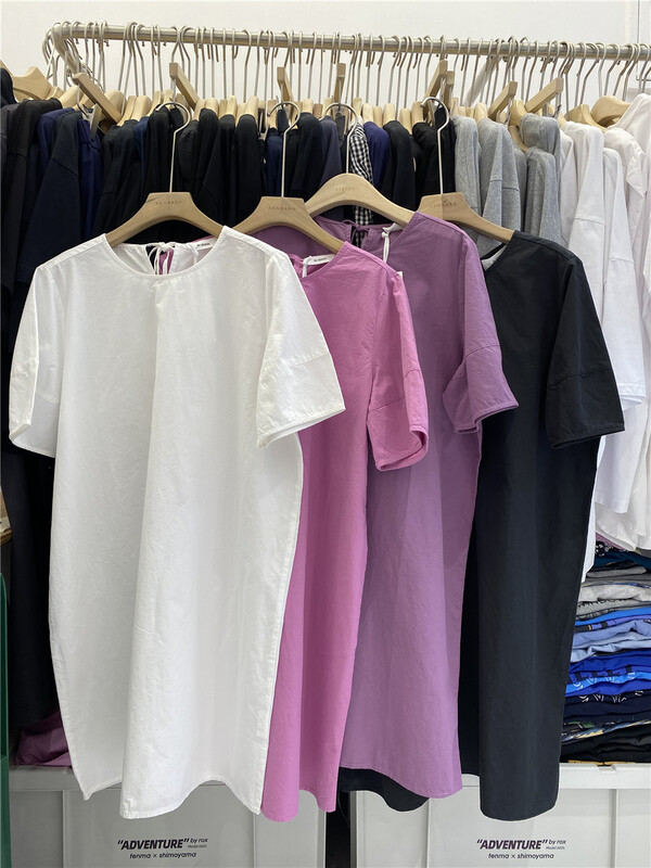 [sanbara] Korean round neck fresh simple dress 9591\lsw