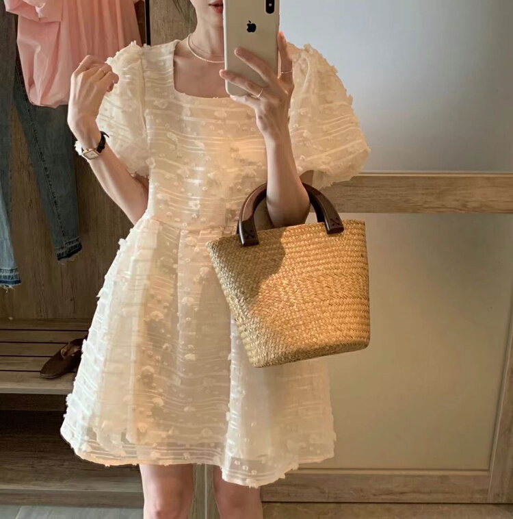 [y.jia EJA] gentle aging square neck dress ys1-3362\pcz