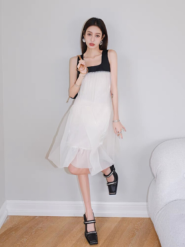 [Xinran] sweet cool mesh irregular hem dress 2606 \pcz