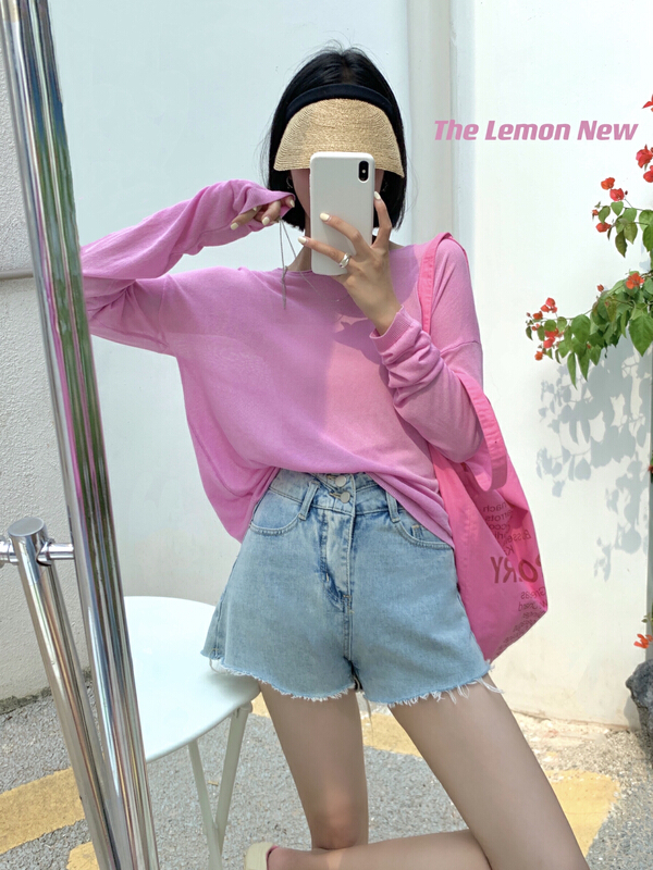 [lemon green tea] Korean skinny raw edge denim shorts b-823\hjy