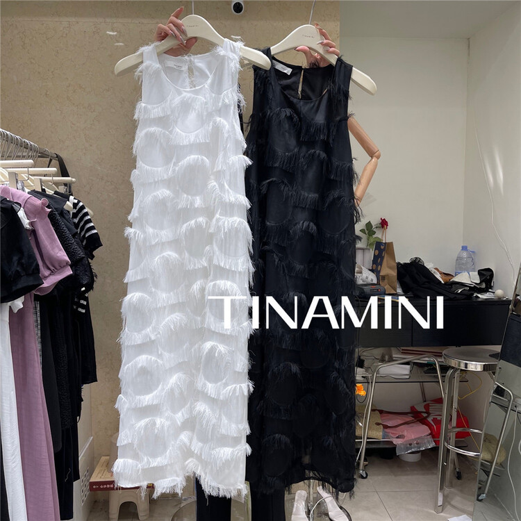 [tinamini] temperament tassel sleeveless dress m0226\hjy
